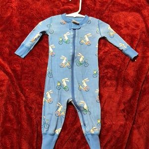 Hanna Andersson zip up bunny on a bike pajamas